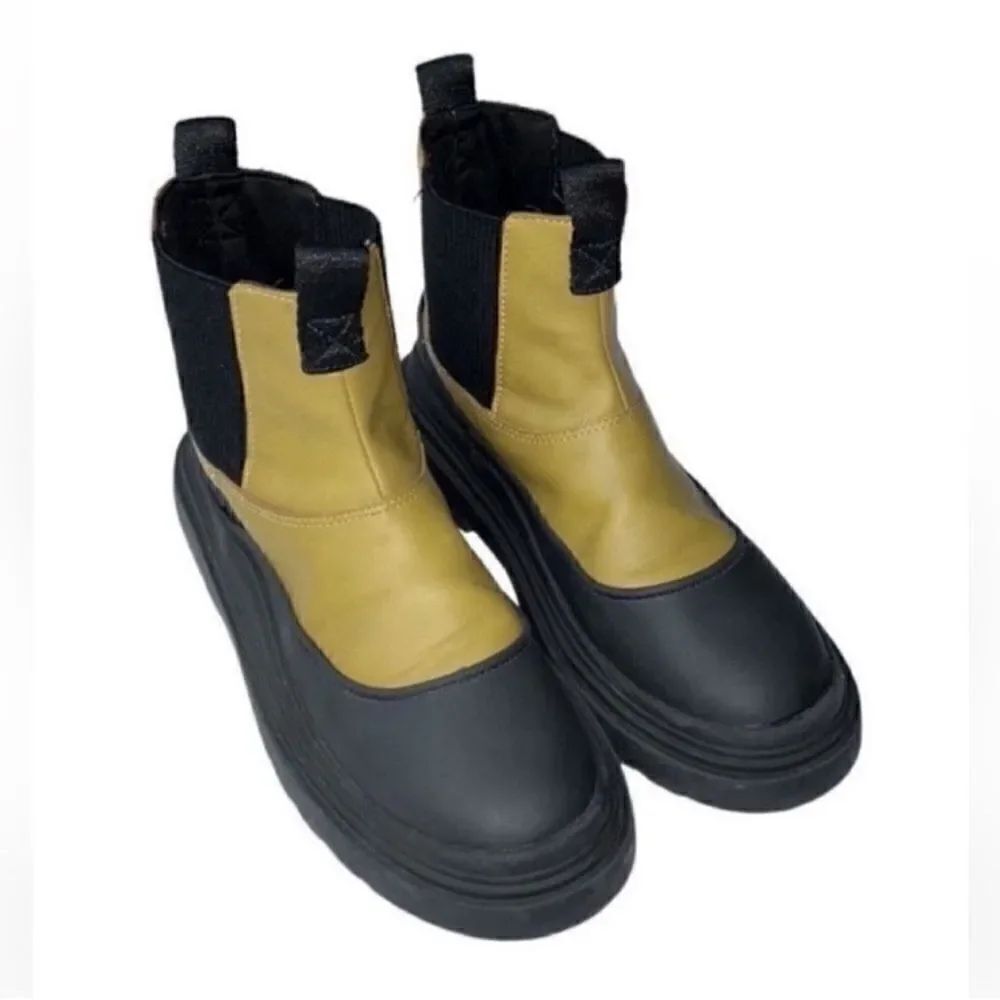Zara Girls Kids Green & Black Ankle Boots Size 35,2.5)